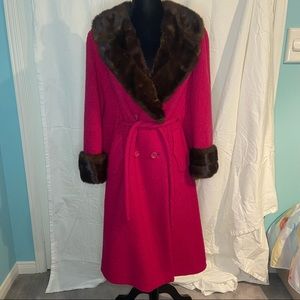 Wilson’s pink & brown fur trim coat| SZ L